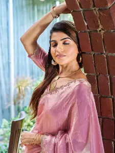 Saree mall Embellished Beads and Stones Pure Chiffon Sarees