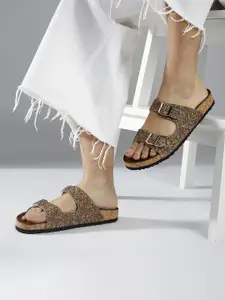 Inc 5 Women Printed Open Toe Flats With Buckle Detail