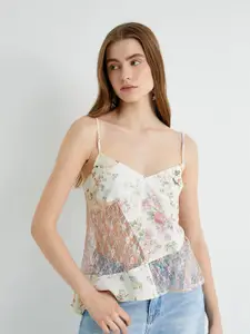 Koton Women Self Design Shoulder Straps Viscose Rayon Top