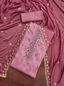 MANVAA Floral Printed Sequinned Unstitched Dress Material