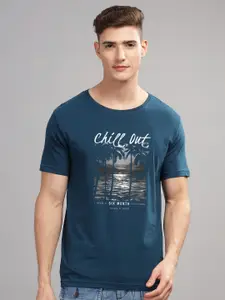 ADRO Men Typography Printed Raw Edge T-shirt