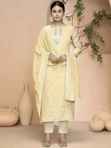 MANVAA Floral Embroidered Zari Unstitched Dress Material