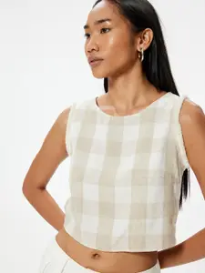 Koton Women Geometric Printed Round Neck Viscose Rayon Top