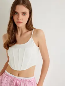 Koton Women Solid Shoulder Straps Cotton Top