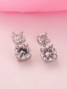 ADIVA Silver-Plated AD Studded & Beaded Classic Drop Earrings