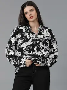 Kotty Women Spread Collar Floral Printed Cotton Oversized Casual Shirt