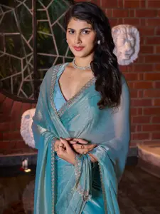 Saree mall Embellished Beads and Stones Pure Chiffon Sarees