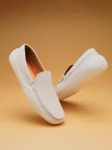 Ruosh Men Textured Leather Driving Shoes