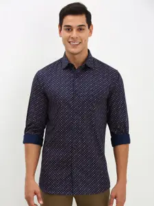 Allen Solly Men Spread Collar Micro Ditsy Printed Cotton Slim Fit Casual Shirt