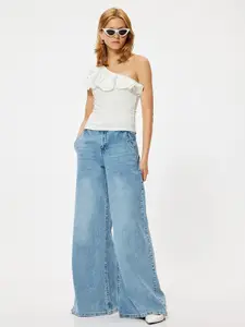 Koton Women Solid One Shoulder Polyester Top