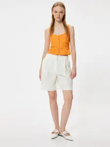 Koton Women Solid Shoulder Straps Cotton Top