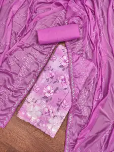 MANVAA Sequinned Floral Embroidered Unstitched Dress Material