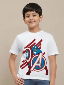 Kids Ville Boys Captain America Printed Round Neck Cotton T-shirt