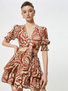 Koton Women Floral printed V-Neck Cotton Top