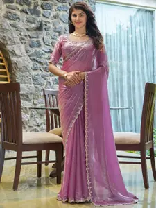 Saree mall Embellished Beads and Stones Pure Chiffon Saree