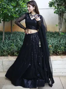 FABPIXEL Embroidered Kalamkari Semi-Stitched Lehenga & Unstitched Blouse With Dupatta