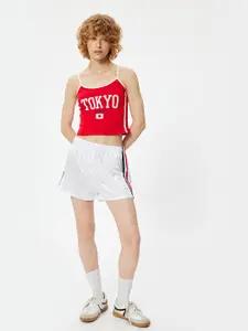 Koton Women Typography Printed Shoulder Straps Cotton Top