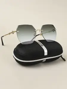 IDOR Women Rectangle Sunglasses with UV Protected Lens IDOR-5209-GRN