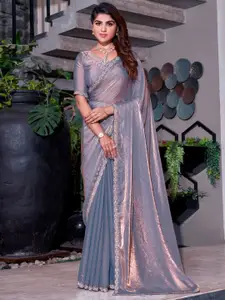 Saree mall Embellished Beads and Stones Pure Chiffon Sarees