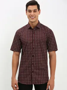 Allen Solly Men Spread Collar Micro Ditsy Printed Cotton Slim Fit Casual Shirt