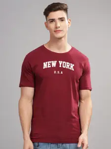 ADRO Men Typography Printed Raw Edge T-shirt