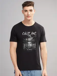 ADRO Men Printed Raw Edge T-shirt