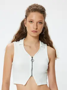 Koton Women Solid Round Neck Polyester Top