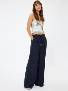 Koton Women Horizontal Striped Scoop Neck Polyester Top