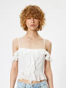 Koton Women Solid Shoulder Straps Polyester Top