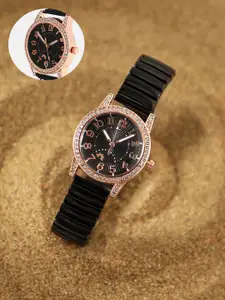 HAUTE SAUCE by  Campus Sutra HAUTE SAUCE by Campus Sutra Women Embellished Dial & Stainless Steel Bracelet Style Straps Digital Watch