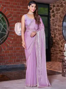 Saree mall Embellished Beads and Stones Pure Chiffon Sarees