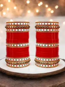 LUCKY JEWELLERY Set of 82 Kundan Bangles