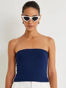 Koton Women Solid Strapless Cotton Top