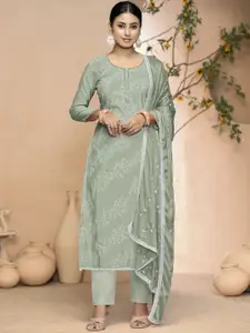 MANVAA Floral Embellished Beads and Stones Unstitched Dress Material