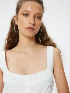 Koton Women Self Design Square Neck Viscose Rayon Top