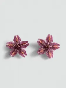 MANGO Oversized Floral Studs Earrings
