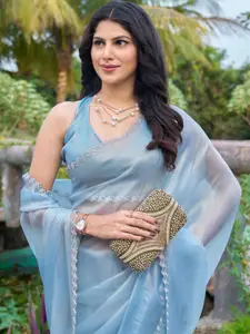 Saree mall Embellished Beads and Stones Organza Sarees