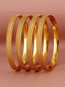 LUCKY JEWELLERY Set Of 4 18K Gold Plated Bangles