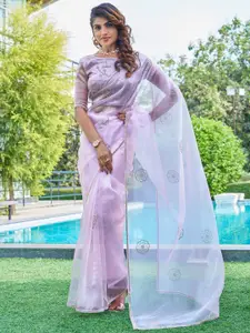 Saree mall Embellished Beads and Stones Organza Sarees