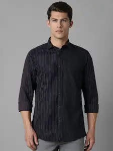 Louis Philippe Jeans Men Spread Collar Striped Cotton Slim Fit Casual Shirt