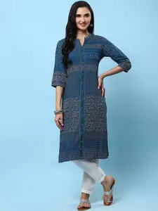 Shree Geometric Printed Mandarin Collar Straight Kurta