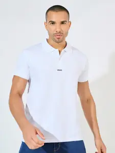 Styli Men White Minimal Print Heavy Cotton Jersey Regular Polo