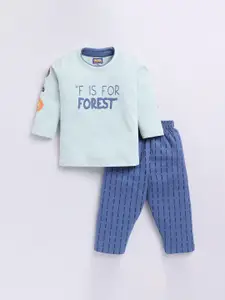 Nottie Planet Boys Printed Pure Cotton T-shirt With Pyjamas