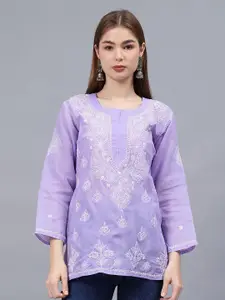 Seva Chikan Ethnic Motifs Embroidered Chikankari Handloom Chikankari Kurti