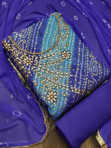 Ishin Bandhani Embroidered Beads and Stones Unstitched Dress Material