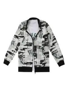 CAVIO Boys Geometric Reversible Jacket & T-Shirt