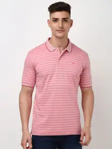 Peter England Men Striped Polo Collar Cotton T-Shirt