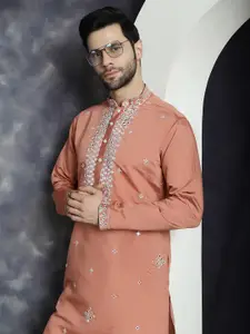 Jompers Embroidered Mandarin Collar Thread Work Kurta