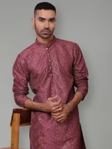 Jompers Men Geometric Thread Work Kurta