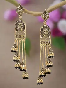 Jazz and Sizzle Gold Plated Peacock Shaped Jhumkas